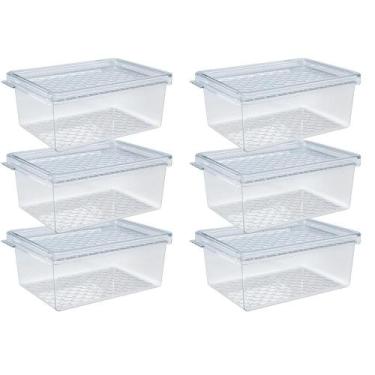 Imagem de Kit 6 Pote Organizador Multiuso P 0,6L Transparente Plástico Cozinha G