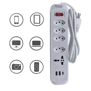 Imagem de Filtro De Linha 4 Tomadas 2p+t - Usb E Type C - B-max - BOMAX