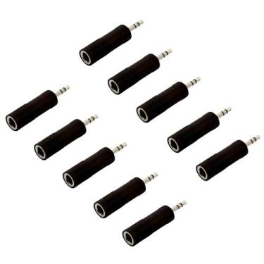 Imagem de Kit 10 Plug Adaptador P10 Fêmea Stereo P/ P2 Macho Stereo ABS - MXT