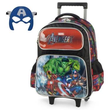 Imagem de Mochila de Rodinha Escolar Vingadores com Máscara - Preto - Luxcel