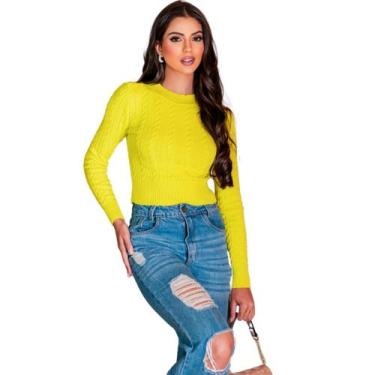 Imagem de Blusa De Frio Modal Quentinho Casaco Top Feminina Manga Detalhe Trança