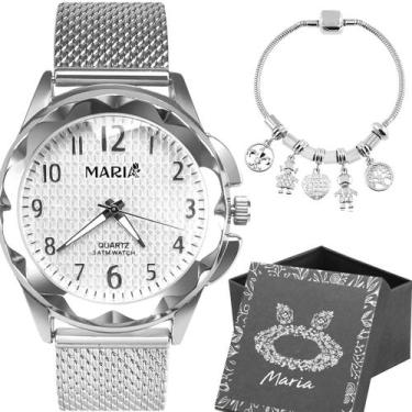 Imagem de Relogio Feminino Prova Dagua Aço Prata + Pulseira silicone original ca