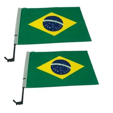 Imagem de Par Bandeira Do Brasil Oficial Para Vidro De Carro 30x45cm - Modelo Un