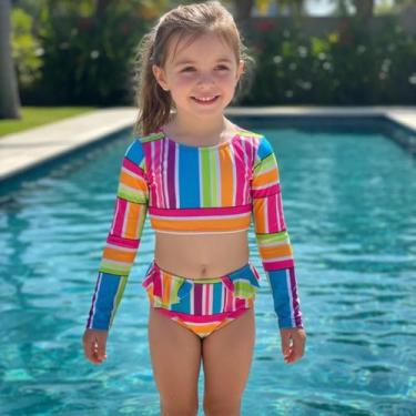 Imagem de Biquíni Infantil Cropped Com Proteção Uv50 Moda Praia Piscina - Love4H