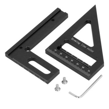 Imagem de Régua Quadrada 3D Preta De Precisão Multiangular - GENERICA