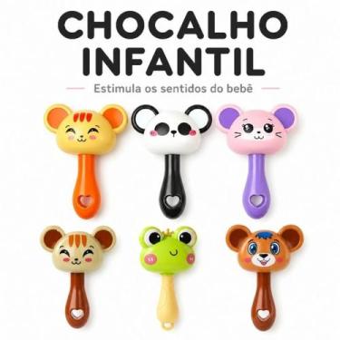 Imagem de Chocalho Infantil Bebê Colorido Educativo Brinquedo Sensorial Musical 