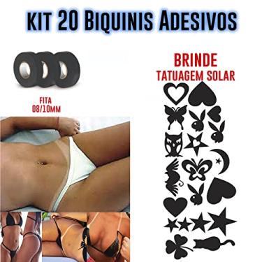 Imagem de Kit 20 Biquini Tamanho (G) Adesivo Bronzeamento Artificial + Fita E Tatoo