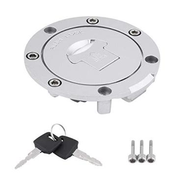 Imagem de KIMISS Trava de tanque de combustível de combustível, tampa de tanque de combustível de motocicleta de aço inoxidável com chaves para CBR250 CB400 CB600F CB750 CBR900RR