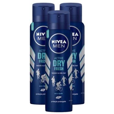Imagem de Kit 3X 150ml Desodorante Nivea Men Active Dry Fresh Aerosol Antitransp