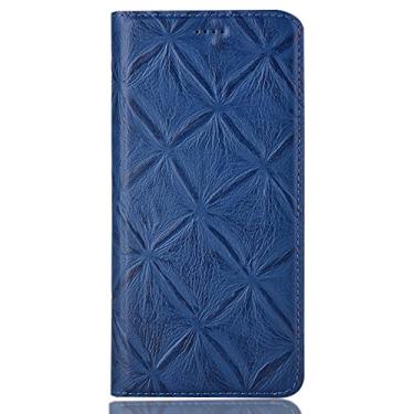 Imagem de Capa de couro real para Google Pixel 6/6 Pro, capa carteira flip com suporte para cartão, fecho magnético, antiarranhões, à prova de choque, capa de celular, azul, 6 Pro de 6,7 polegadas