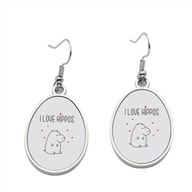 Imagem de Brinco I Love Hippos – Brincos pendentes para meninas – Presente de festa de aniversário dos namorados