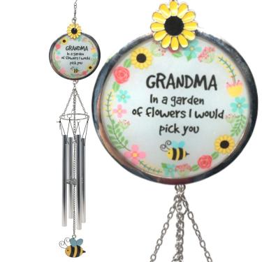 Imagem de BANBERRY DESIGNS Grandmother Wind Chimes - Loving Saying Grandma in a Garden of Flowers I Would Pick You - Colorful Bee, Sunflower and Floral Design - Approx. 20 Inches Long