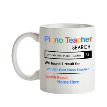 Imagem de Caneca personalizada de professor de piano - Presentes personalizados para professores de piano - Caneca de café de 325 ml - Personalizada com o seu nome do professor de piano