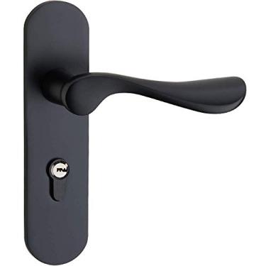 Imagem de Maçaneta de porta com design moderno e contemporâneo antifurto, ferragens para móveis para casa, quarto ou banheiro, privacidade em ferro preto