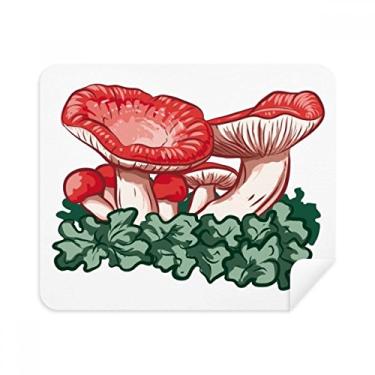 Imagem de Pano de limpeza para ilustração de cogumelo venenoso vermelho limpador de tela 2 peças tecido de camurça