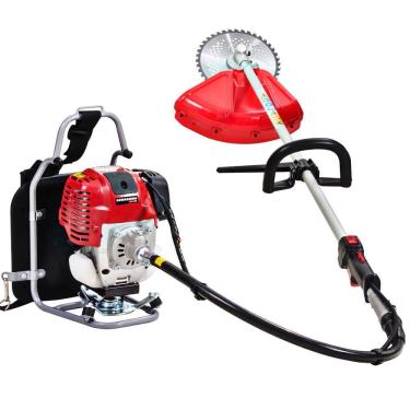 Imagem de Roçadeira Profissional Costal Plus Kawashima KW330C4 34cc Motor 4 Tempos á Gasolina Robusta, Potente, Leve e de Fácil Manuseio Com Lâmina de Vídia