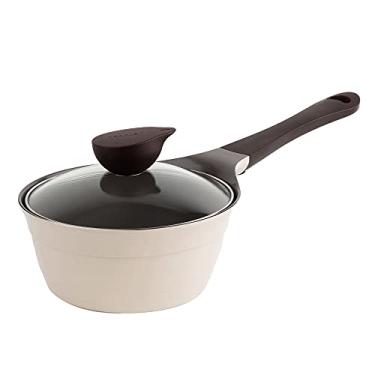 Imagem de Neoflam Aquecedor de manteiga para panela de 1,9 qt ebulição de leite|pote de derretimento, revestimento antiaderente de cerâmica saudável Ecolon sem PFOA, 2 bicos de despejo, pode ser lavado na lava-louças, marfim
