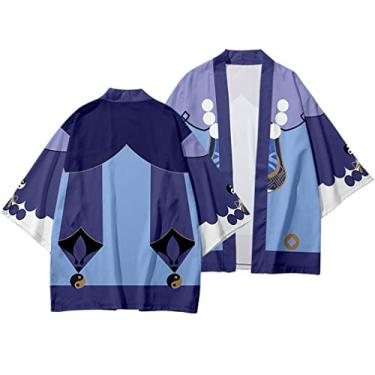Imagem de Genshin Impact Zhongli Qiqi Klee Jaqueta Cardigan Costume Cosplay Tops Xale Manga 3/4 Manto