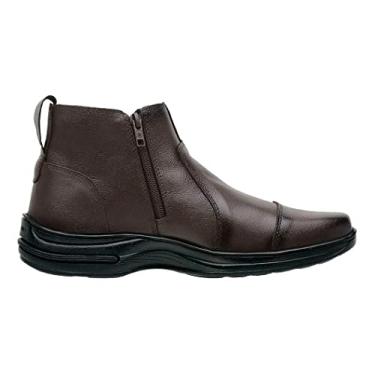 Imagem de Botina Bota Masculina Confortável Couro Legímo Com Zíper (44, Marrom)