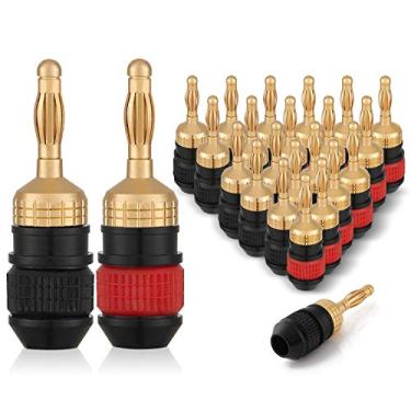 Imagem de Plugues banana WGGE WG-008 com conector de segurança de ouro 24K, 12 Pairs (24 plugs)