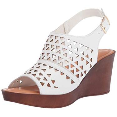 Imagem de Bella Vita Sandália feminina estilo cunha, Couro branco, 10 Wide