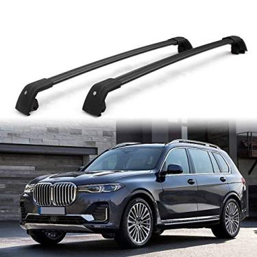Imagem de UDP 2 peças serve para BMW All New X7 G07 2018 2019 2020 barra transversal ajustável barra transversal trilho de teto suporte de bagagem, barra de rack de teto com trava preta