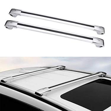 Imagem de UDP 2 peças barras transversais barras transversais adequadas para Cayenne 2011-2018 bagageiro de teto com trava rack ajustável barra prata