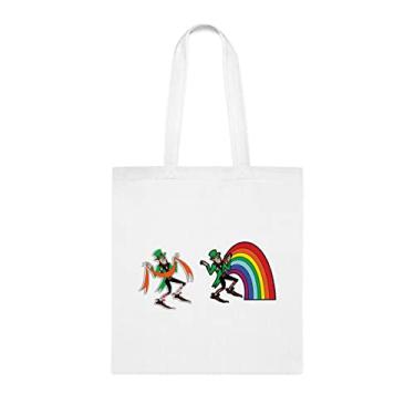 Imagem de Bolsa The Vector Leprechaun, presente divertido, bolsa de ombro, bolsas reutilizáveis, ideia de presente de cesta de Natal de aniversário, Branco
