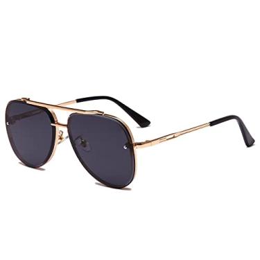 Imagem de Óculos de Sol Piloto Clássico Design Masculino Cool Óculos de Sol Vintage Feminino Sombras UV400 Óculos De Sol, Cinza Dourado, A