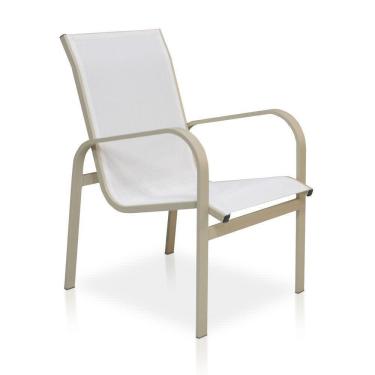 Imagem de Cadeira Em Tela Sling Com Estrutura Bege E Tela Branco
