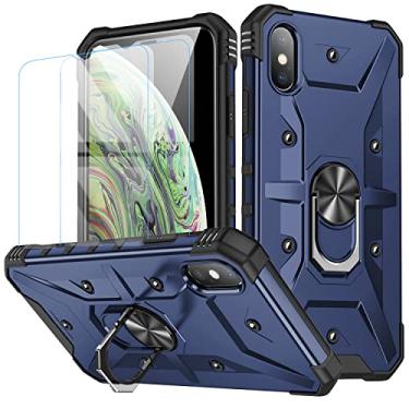 Imagem de Capa para iphone X (2 protetores de tela de vidro temperado), iphone X Case (Azul)