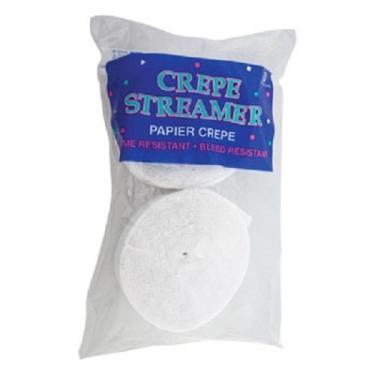Imagem de White Crepe Paper Streamers 2 Rolls 44m Total - Made in USA