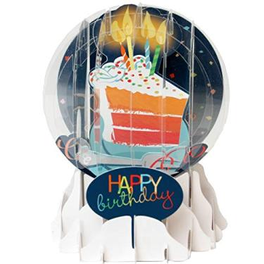 Imagem de Cartão de aniversário de globo de neve pop-up 3D – Grande fatia de bolo
