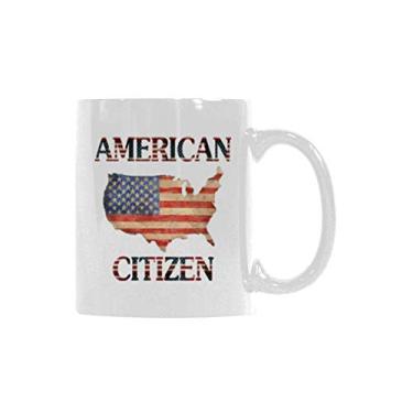 Imagem de Caneca New American Citizen - Caneca de café engraçada de cerâmica branca de 325 ml - Caneca de café com bandeira de cidadania dos EUA para presente de cidadania
