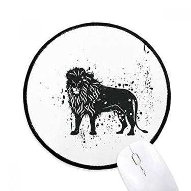 Imagem de Mouse pad de mesa de leão mexicano simples preto e branco tapete redondo para computador