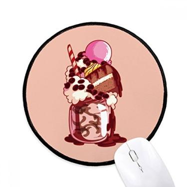 Imagem de DIYthinker Bolo Biscuit Creme Chocolate Sorvete Mouse Pad Desktop Escritório Tapete Redondo para Computador
