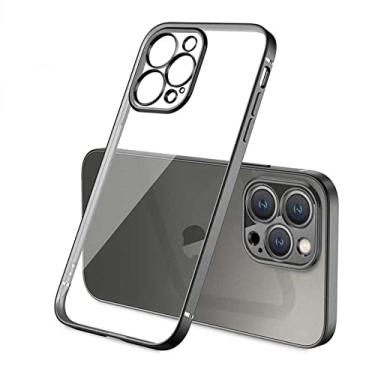 Imagem de Capa de moldura quadrada para iPhone 11 12 13 Pro Max mini X XR XS 7 8 6S Plus SE 3 Capa de silicone transparente à prova de choque, preta, para XS Max