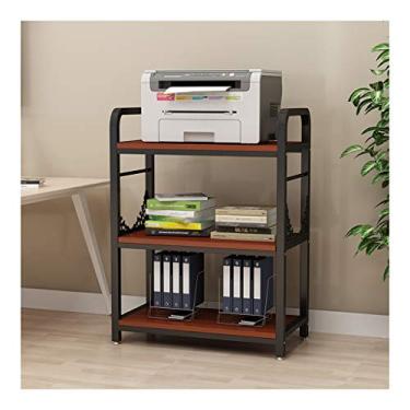 Imagem de KIZQYN Suporte de impressora/suporte de fax, prateleira de armazenamento de 3 camadas, prateleira de impressora lateral de mesa, organizadores para impressora de mesa de casa e escritório (cor: b)