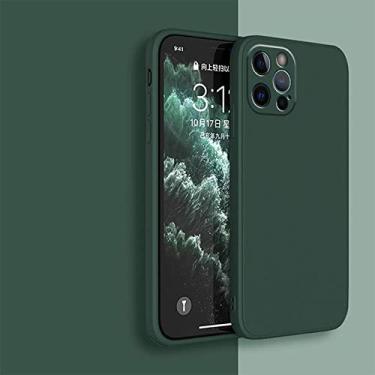 Imagem de Capa de telefone de silicone líquido preta para iPhone 13 12 11 14 Pro XS Max XR X 8 7 6S 6 Plus SE 2020 Capa traseira macia para proteção de câmera, preto verde, para iPhone XR