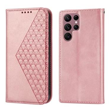 Imagem de FIRSTPELLA Capa compatível com Samsung S21 Ultra, carteira de couro de luxo para negócios com suporte magnético para cartões, capa protetora à prova de choque para iPhone para mulheres e homens - ouro rosa