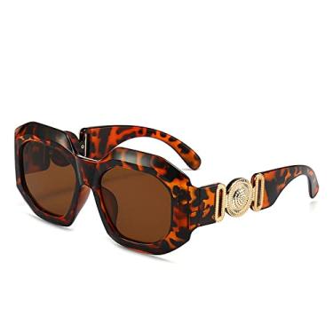 Imagem de Óculos de sol vintage irregulares doces para mulheres óculos de sol gradiente tons femininos, chá de leopardo, tamanho único
