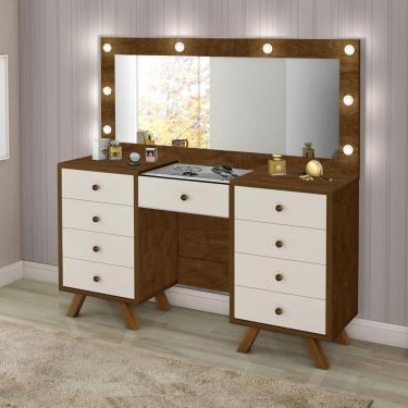 Imagem de Penteadeira Camarim Retrô Móveis Luapa Mila Espelho e 9 Gavetas