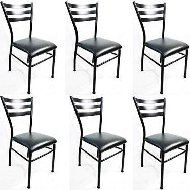 Imagem de Kit 6 Cadeiras de COZINHA com reforço preta assento preto - Poltronas do Sul