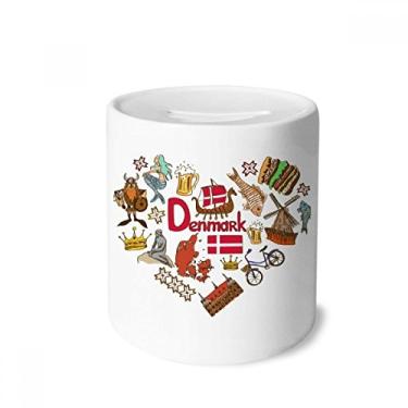 Imagem de DIYthinker Dinamarca Love Heart Landscap Caixa de dinheiro de cerâmica com a bandeira nacional presente de cofrinho