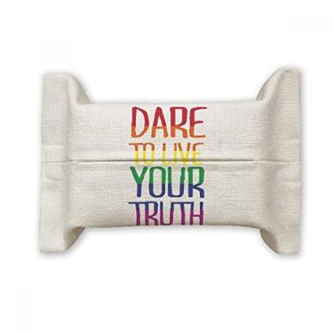 Imagem de Bolsa de linho de algodão com bandeira de arco-íris Live Your Truth LGBT