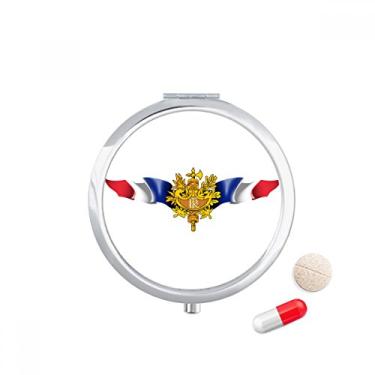 Imagem de Porta-comprimidos com emblema nacional da bandeira da França, caixa de armazenamento de medicamentos