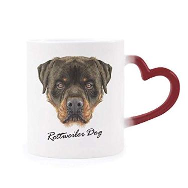 Imagem de Caneca preta feroz Rottweiler cão animal de estimação sensível ao calor caneca vermelha muda de cor grés