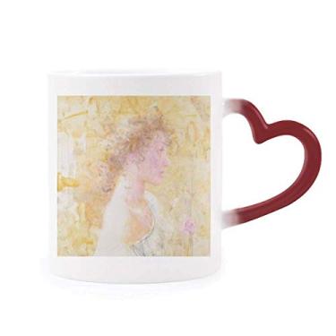 Imagem de Rose In Wind XJJ Caneca sensível ao calor pintura a óleo copo de grés que muda de cor vermelha