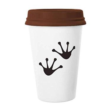 Imagem de Sapo Footprints Animal Outline Protect Animal Caneca Café Vidro Pottery Copo Cerâmica Tampa