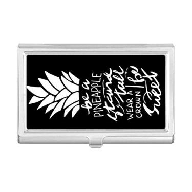 Imagem de Be a Pineapple Carteira de bolso preta com citação alta, porta-cartões de visita